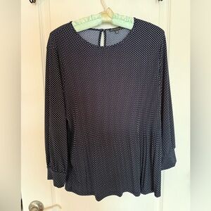 Adrianna Papell Navy and White Polka Dot Dress